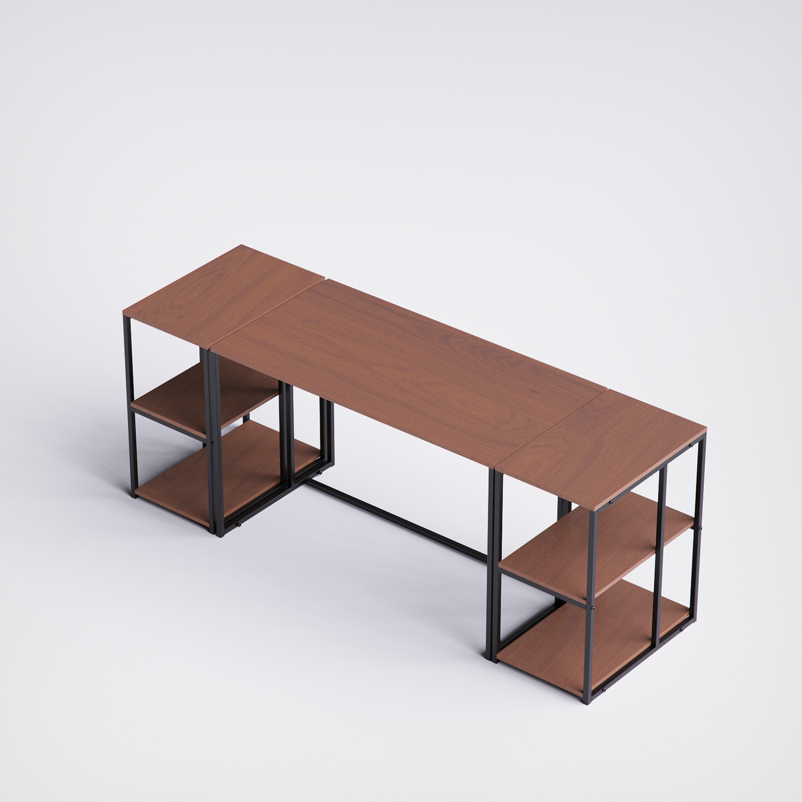 Block Desk With Double Side Shelving -BD8-BB