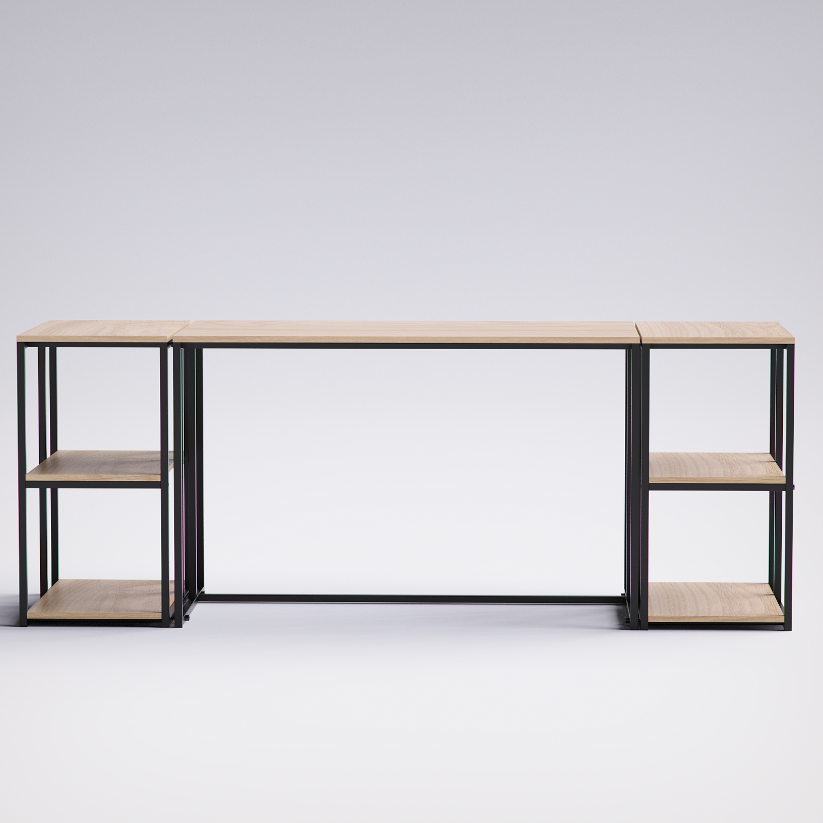 Block Double Desk With Side Shelving -BD9-BN