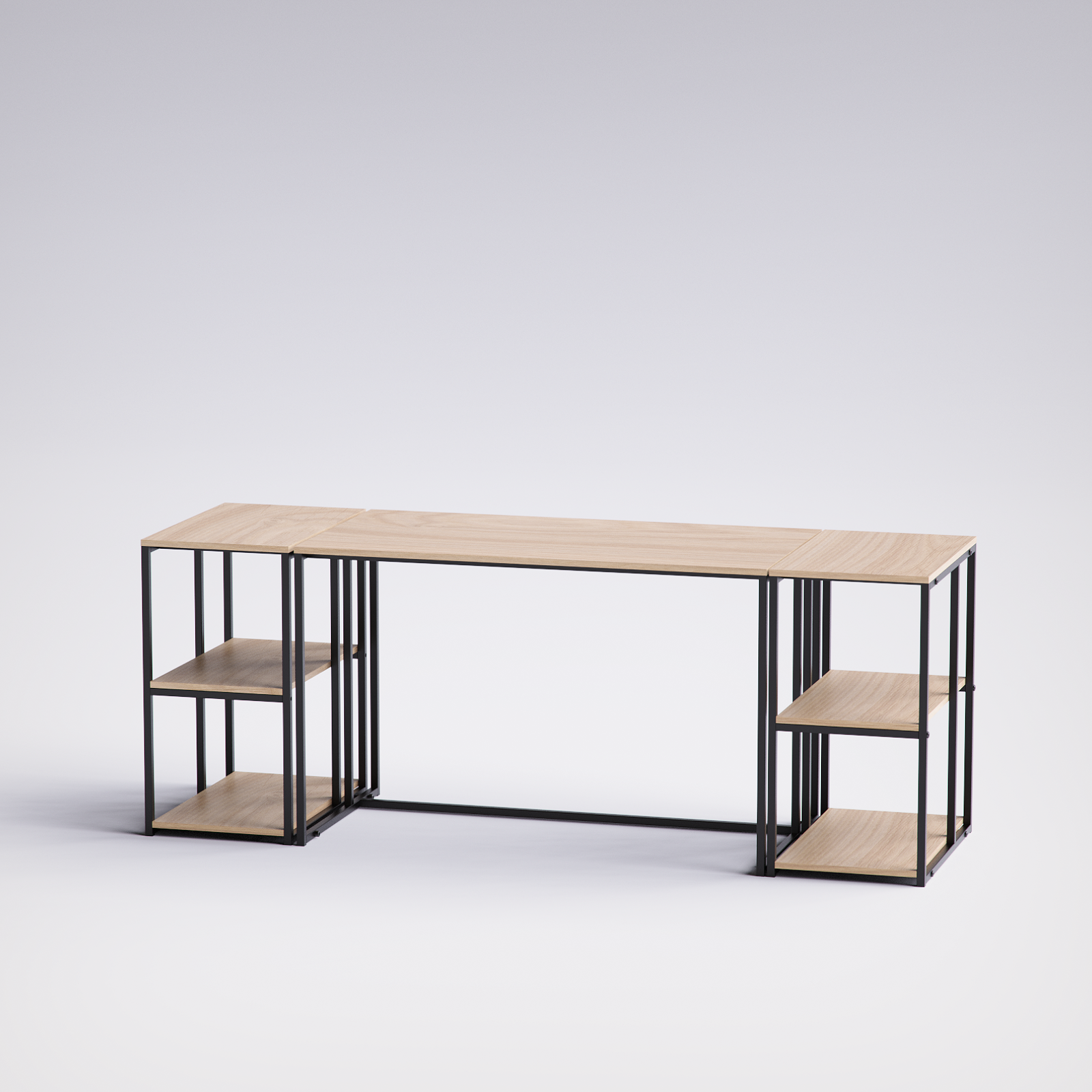 Block Double Desk With Side Shelving -BD9-BN