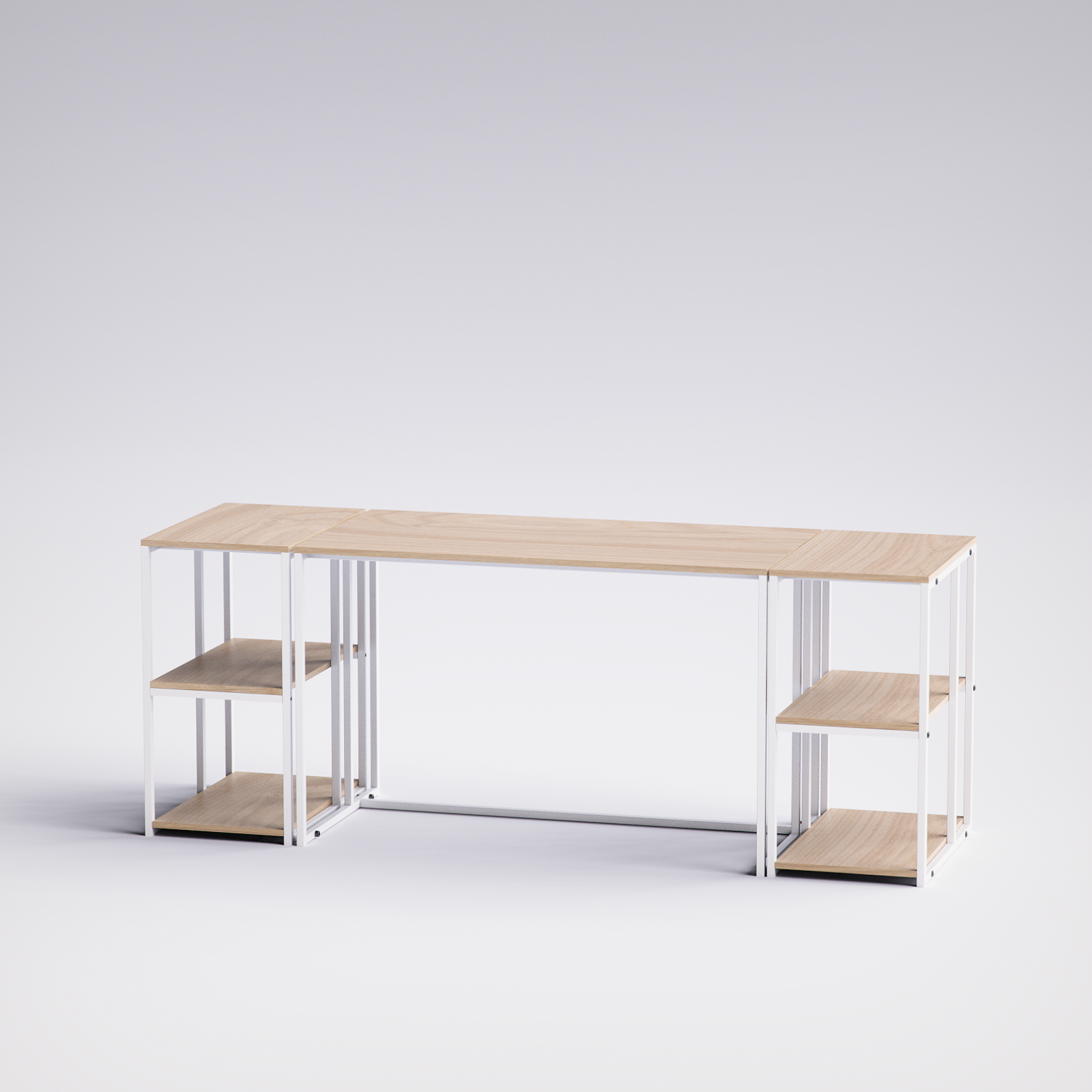 Block Double Desk With Side Shelving -BD9-WN