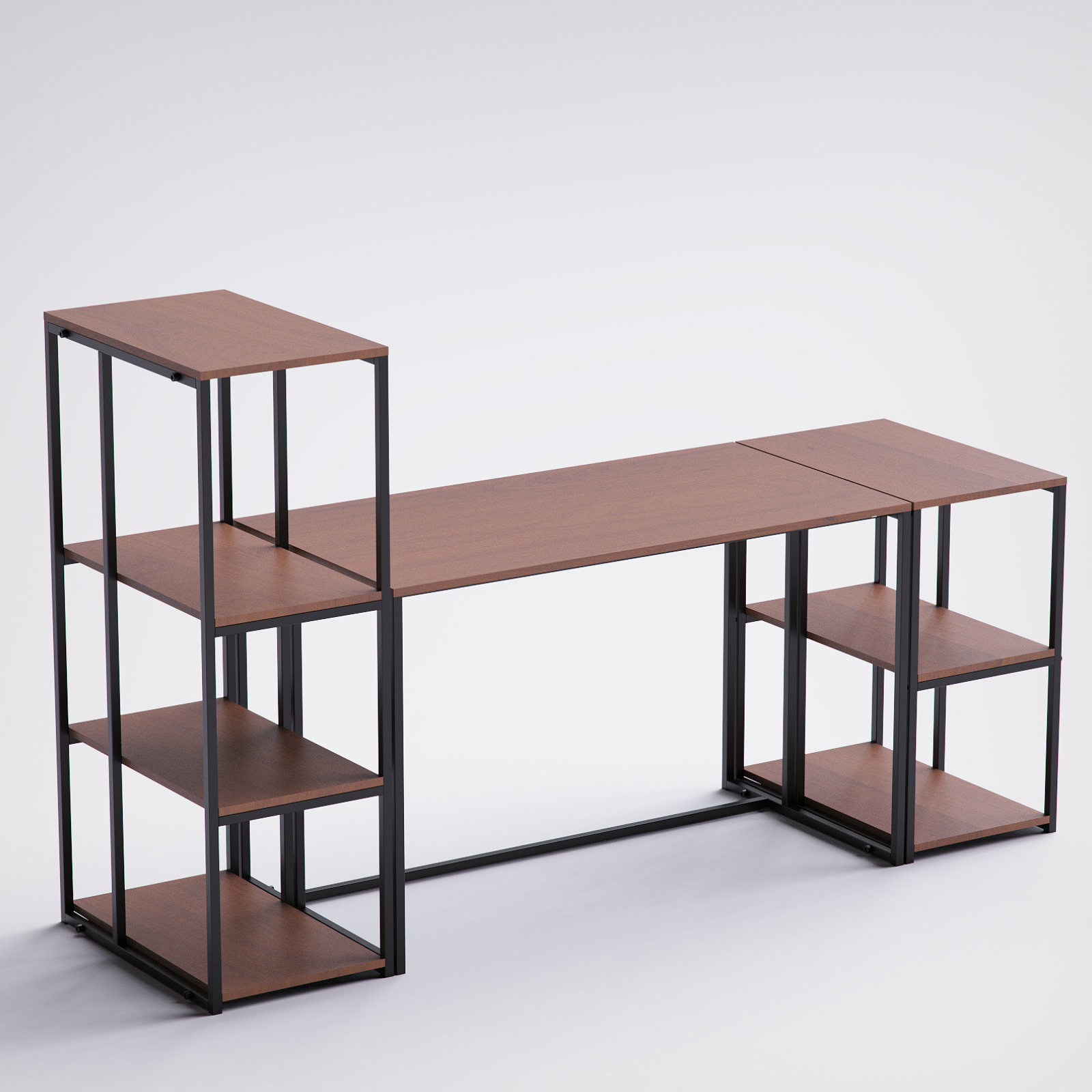 Block Desk With Side Display & Shelving -BD7-BB