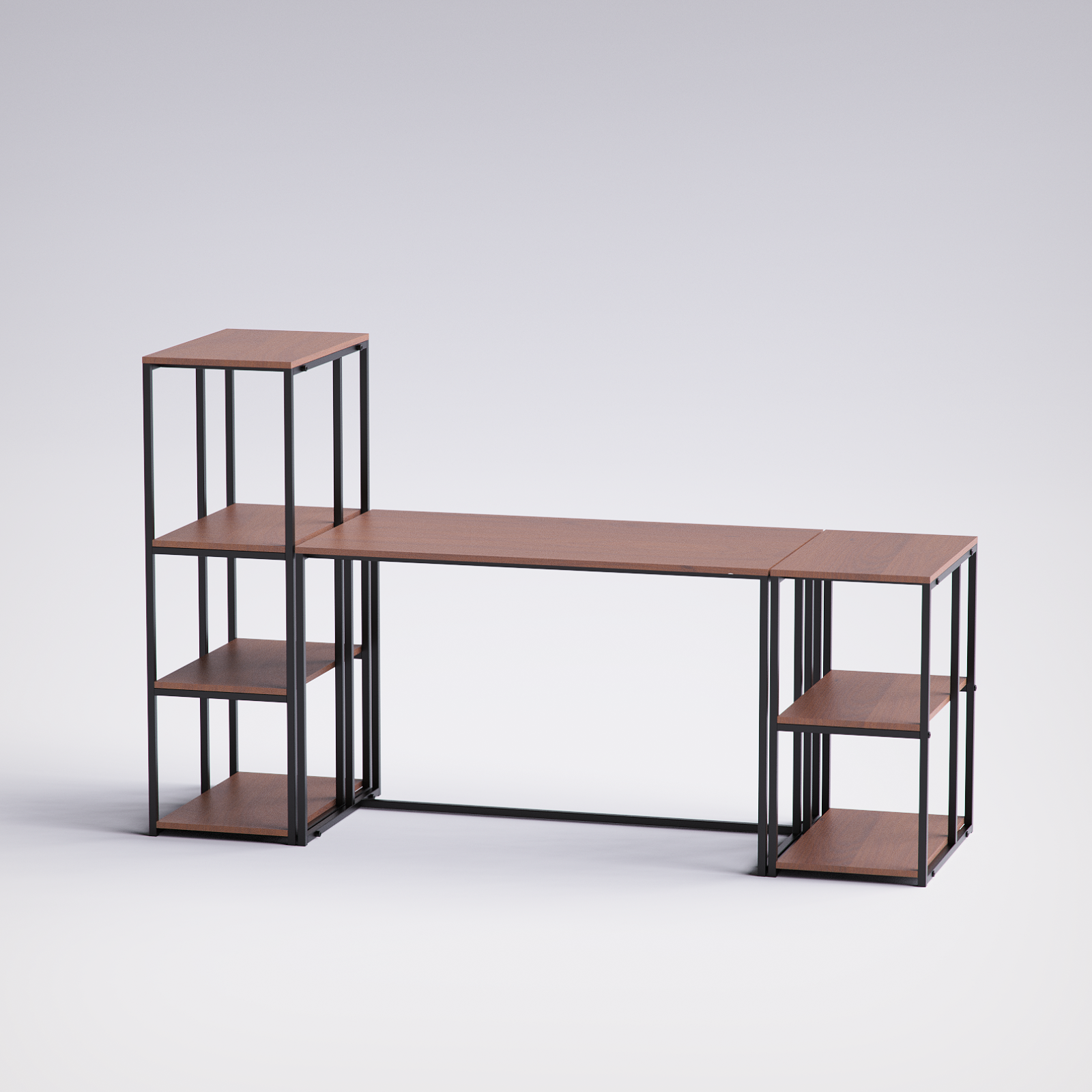 Block Desk With Side Display & Shelving -BD7-BB