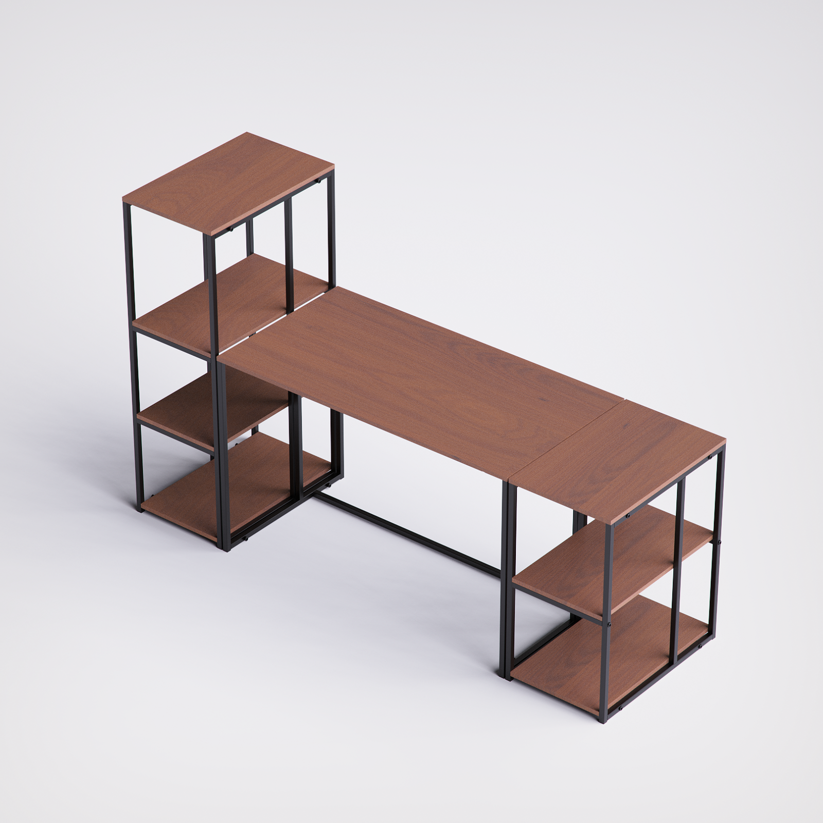 Block Desk With Side Display & Shelving -BD7-BB