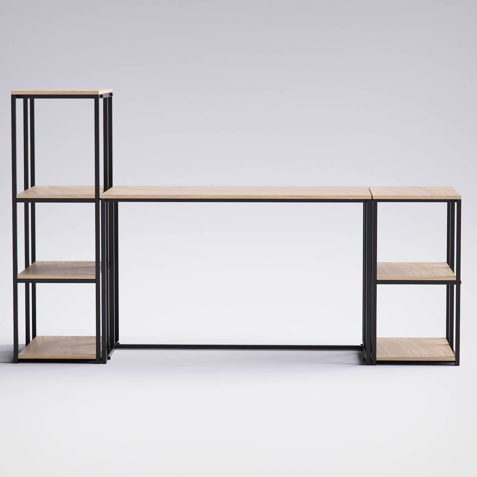 Block Desk With Side Display & Shelving -BD7-BN