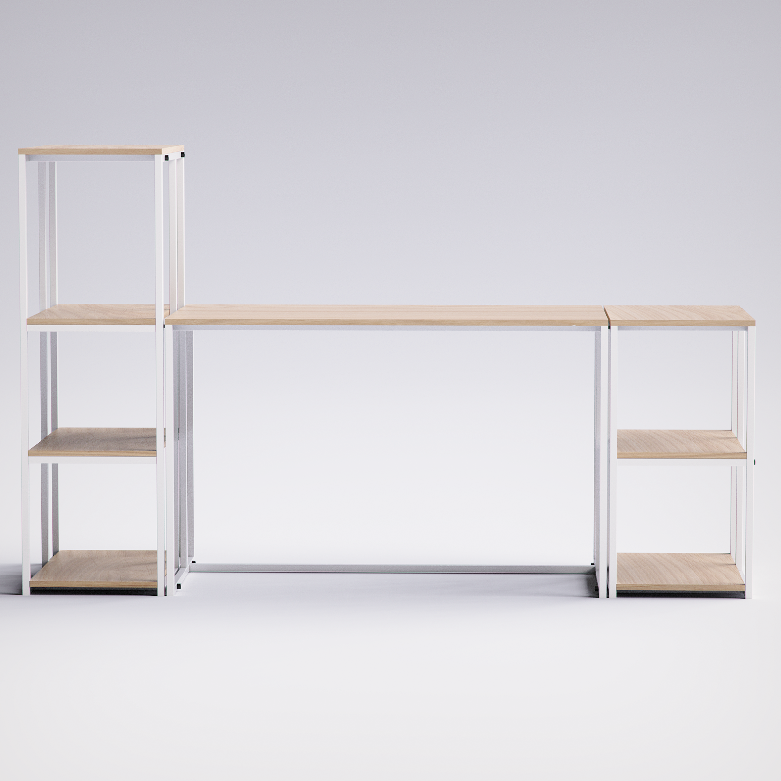 Block Desk With Side Display & Shelving -BD7-WN