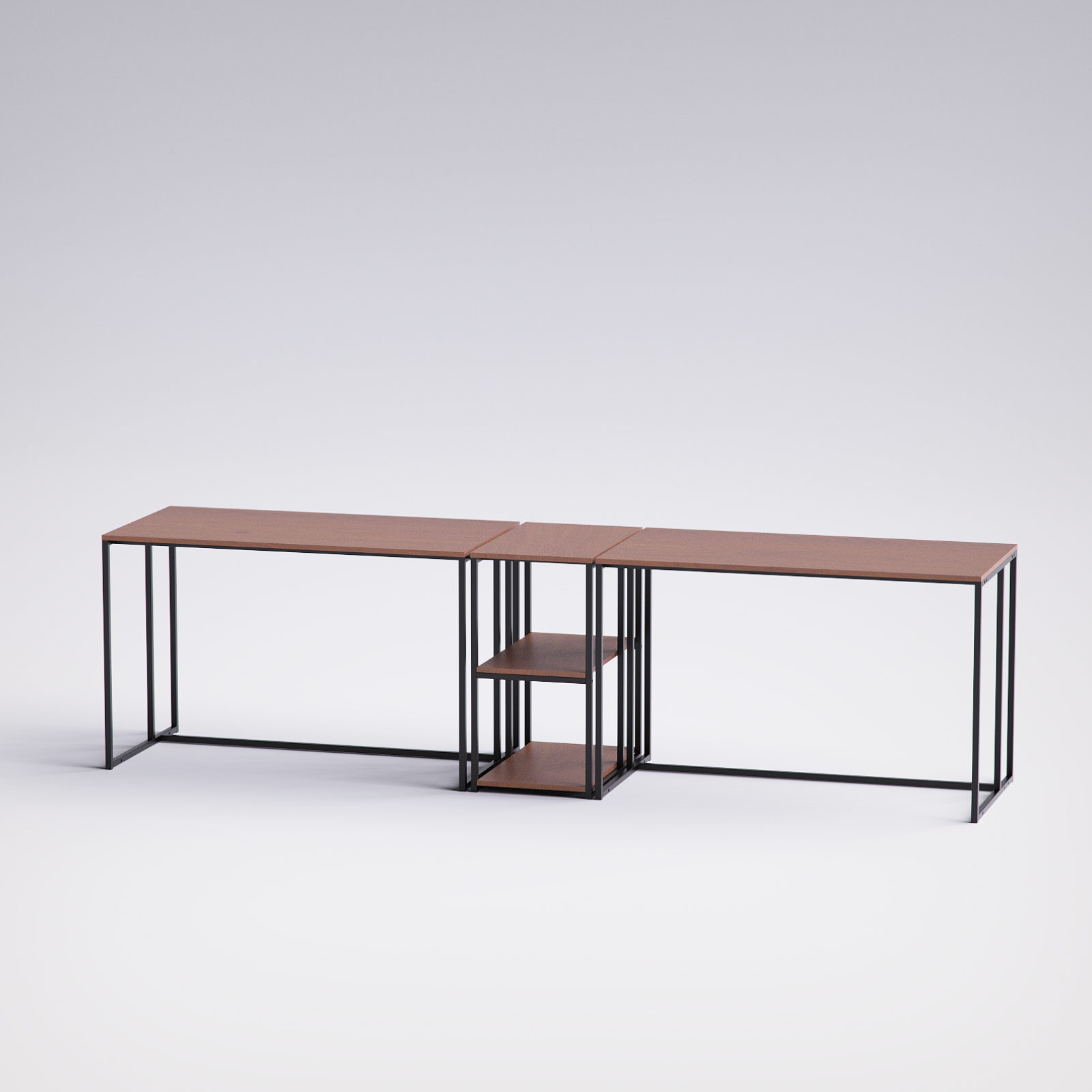 Block Double Desk With Side Shelving -BD9-BB