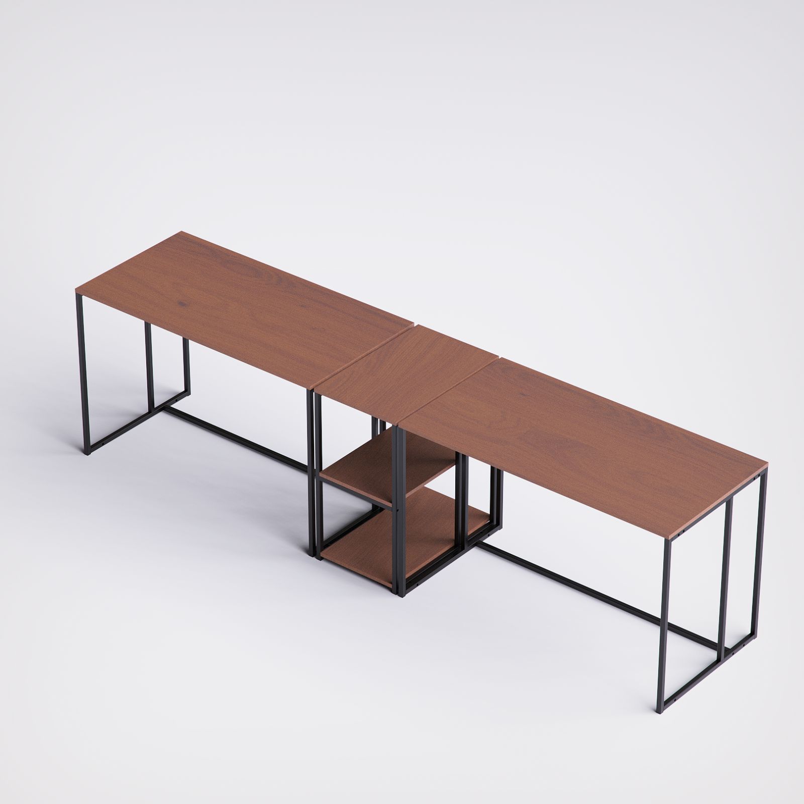 Block Double Desk With Side Shelving -BD9-BB