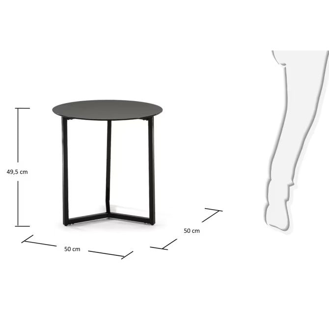 Drift side table made with glass and steel in black finish Ø 50 cm-DST1