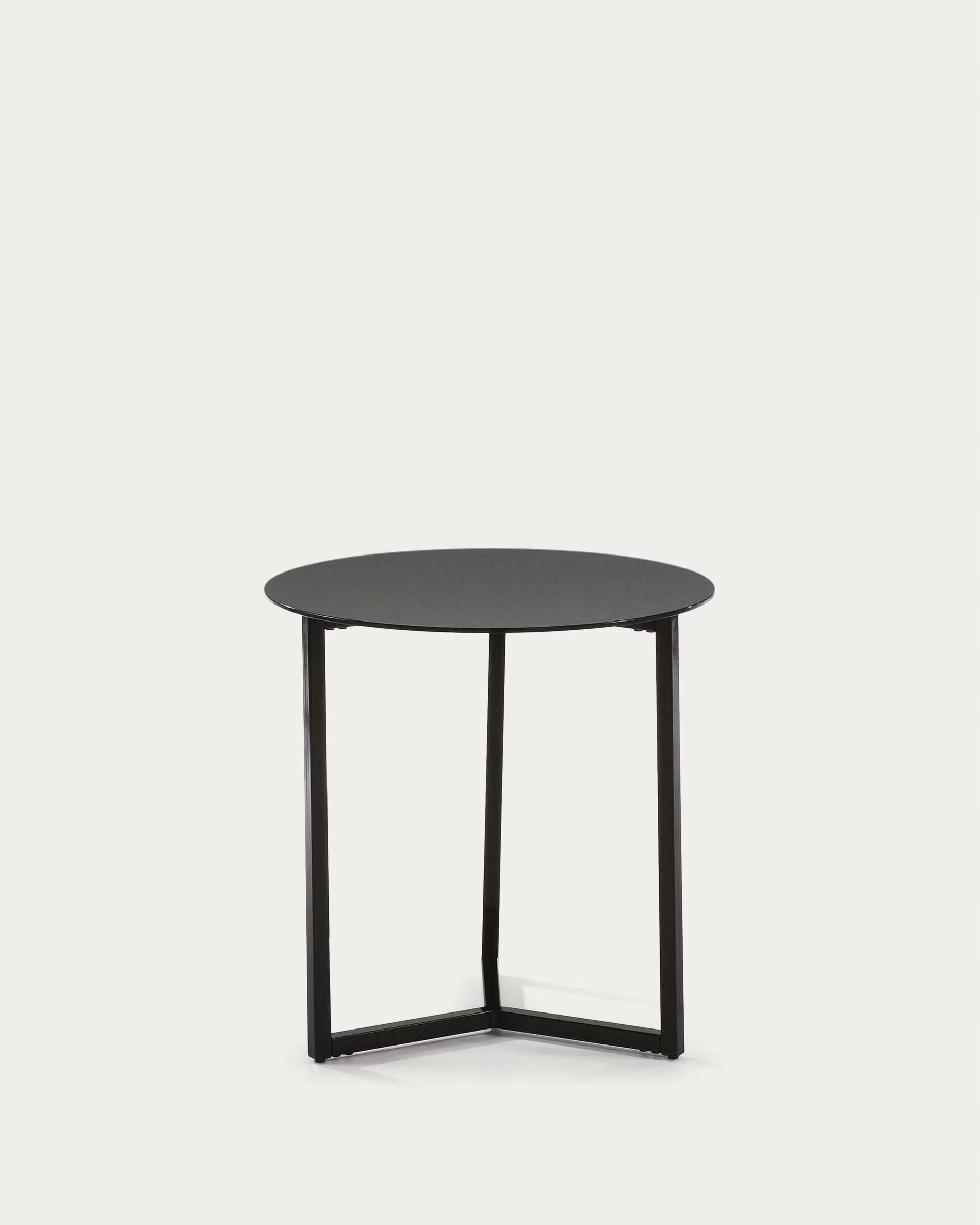 Drift side table made with glass and steel in black finish Ø 50 cm-DST1