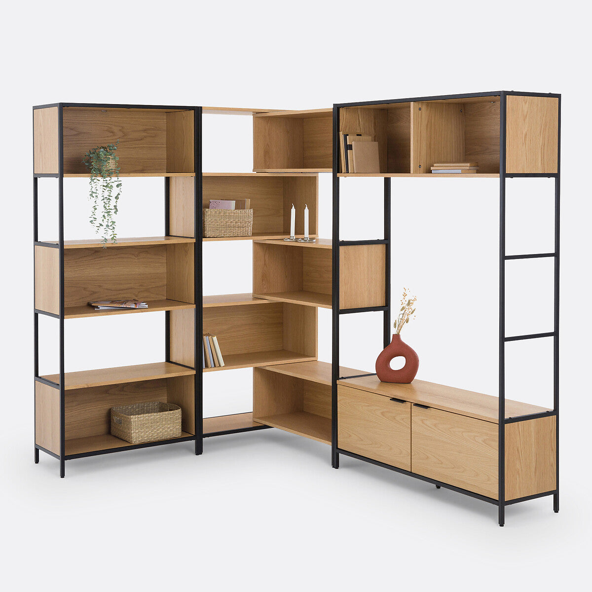 Fold Side Board 3 Open Cabinets Large