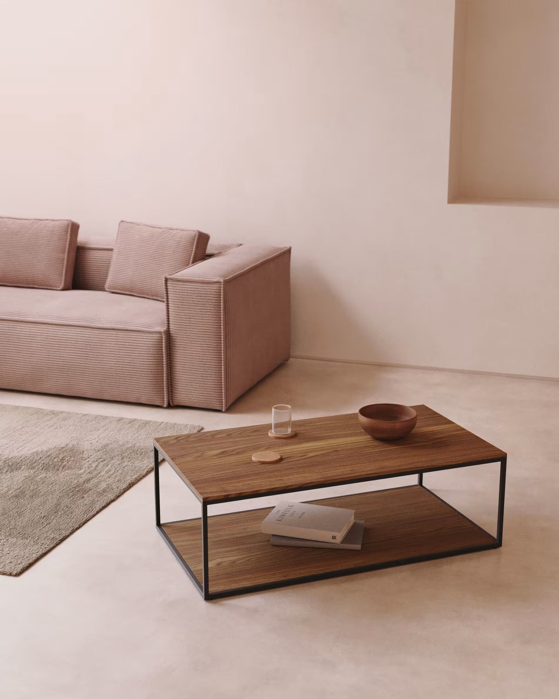 Fold coffee table with oak walnut veneer and paintedmetal structure, 110 x 60 cm FCT1-BB