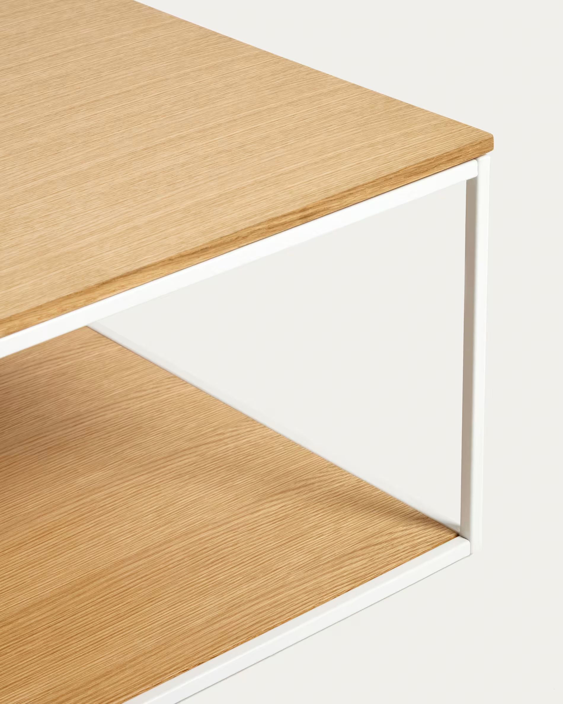 Fold coffee table with wood veneer and painted metal structure, 80 x 80 cm FCT2-WN