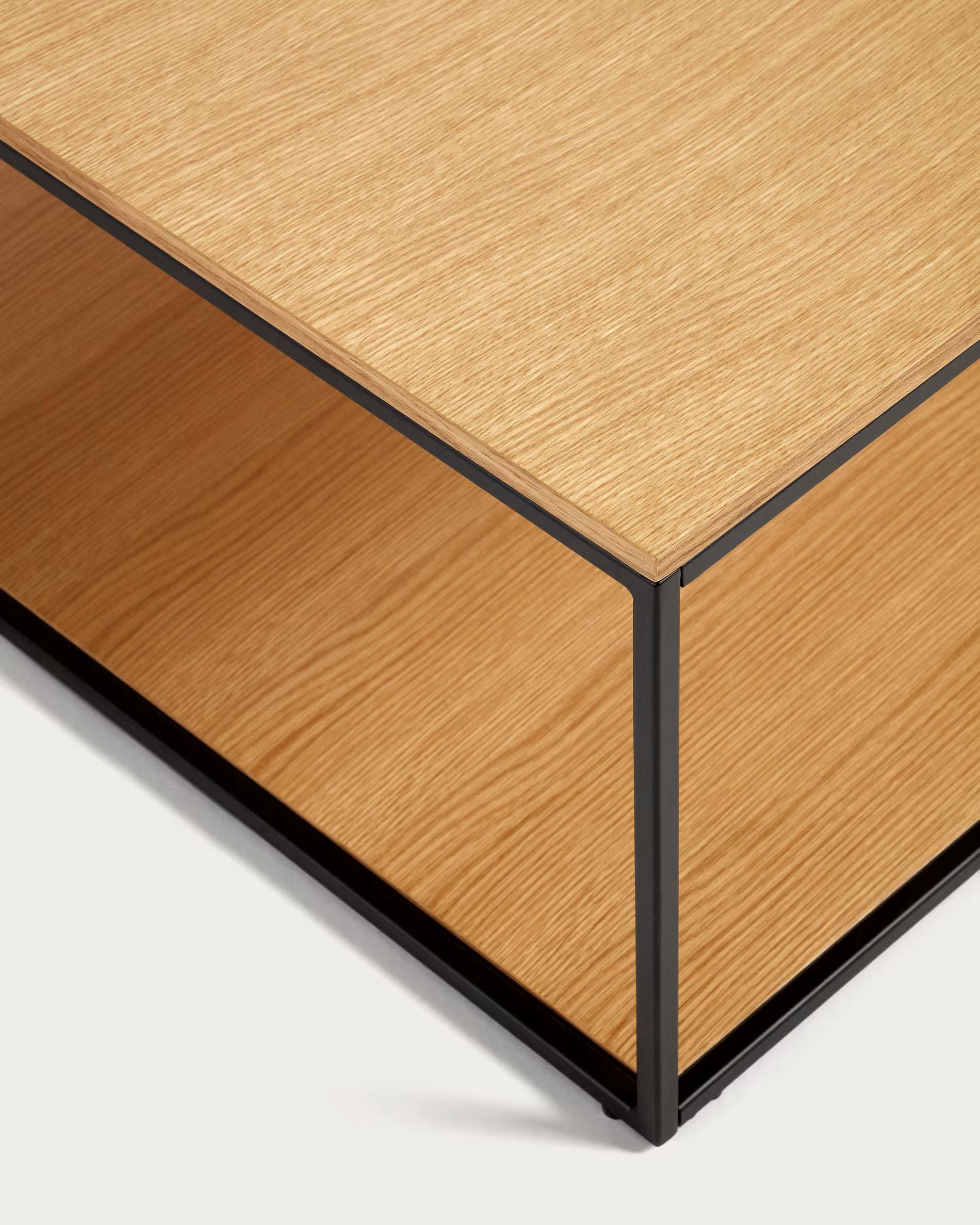 Fold coffee table with wood veneer and painted metal structure, 80 x 80 cm FCT2-BN