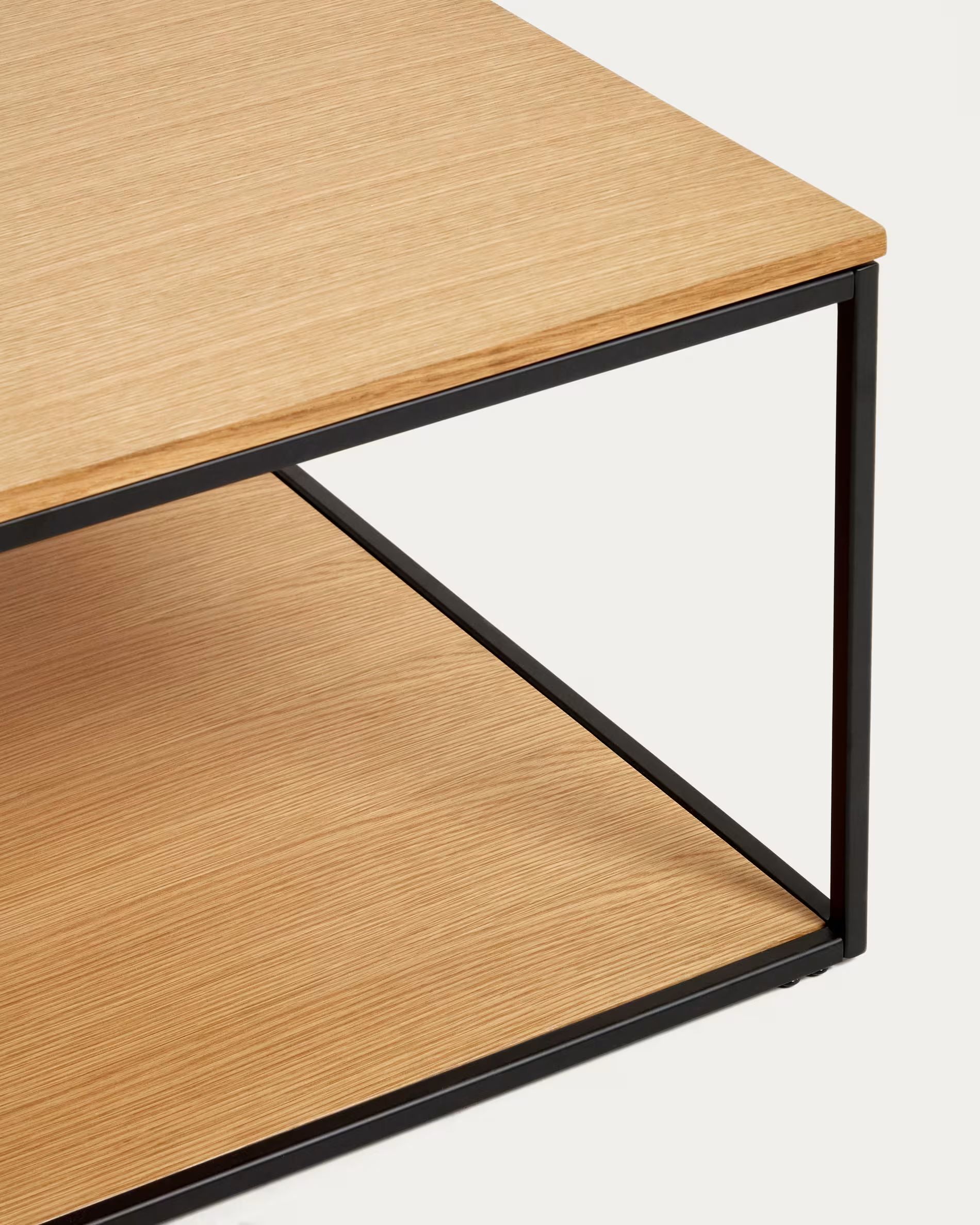 Fold coffee table with wood veneer and painted metal structure, 80 x 80 cm FCT2-BN