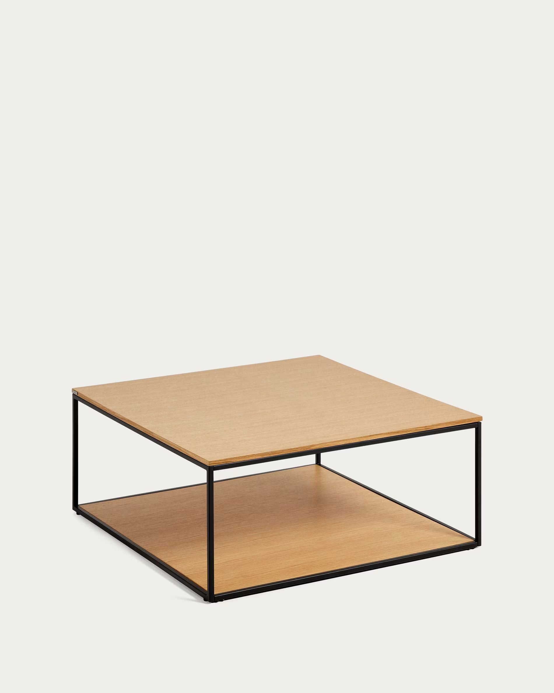 Fold coffee table with wood veneer and painted metal structure, 80 x 80 cm FCT2-BN