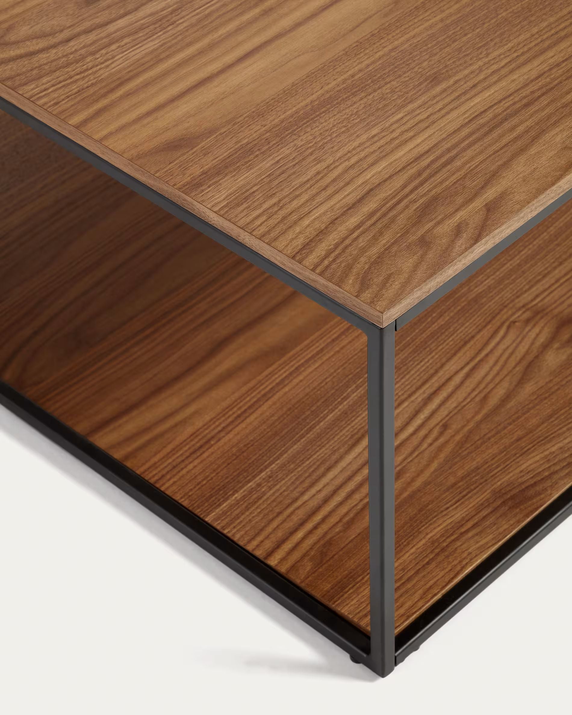 Fold coffee table with wood veneer and painted metal structure, 80 x 80 cm FCT2-BB