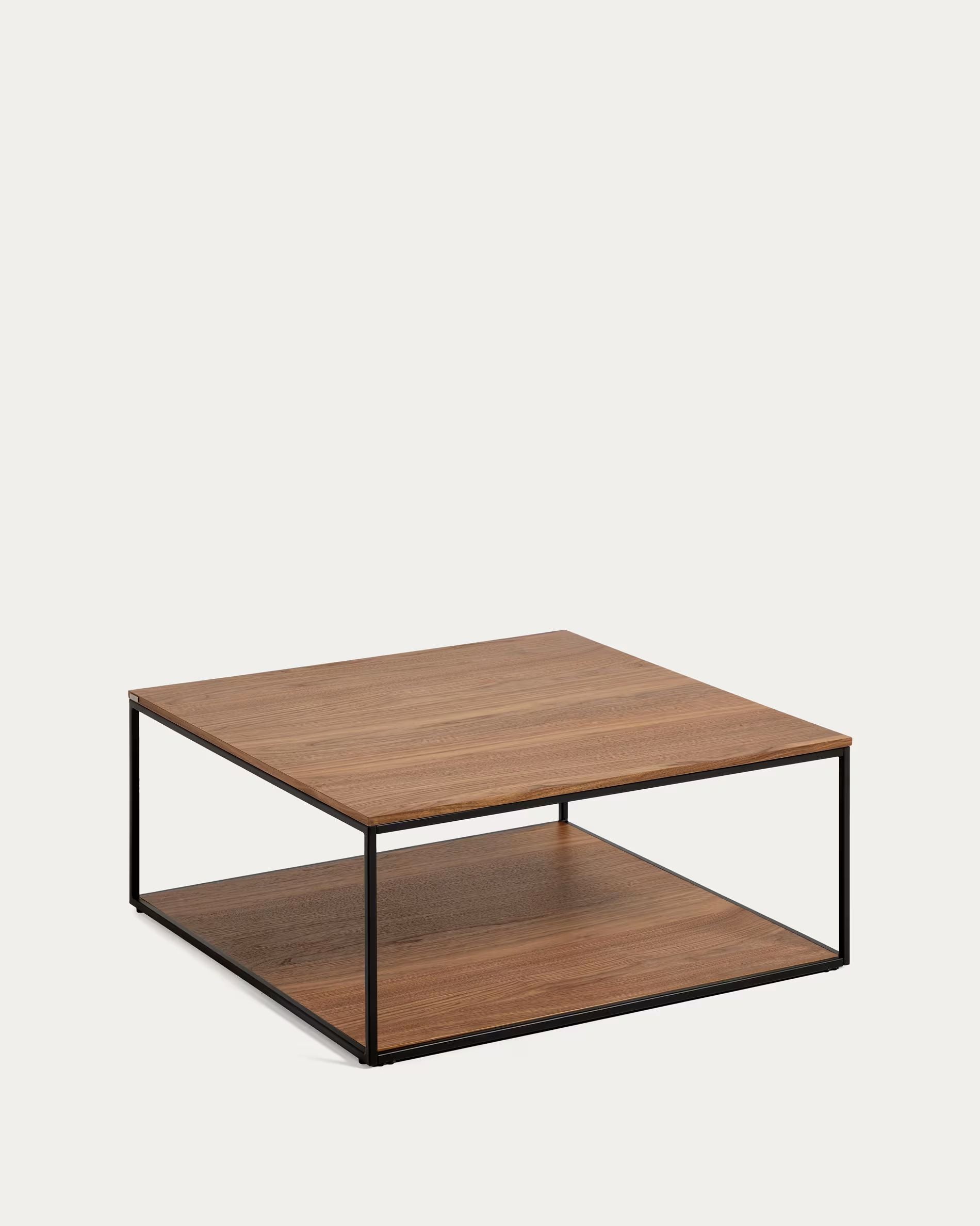 Fold coffee table with wood veneer and painted metal structure, 80 x 80 cm FCT2-BB