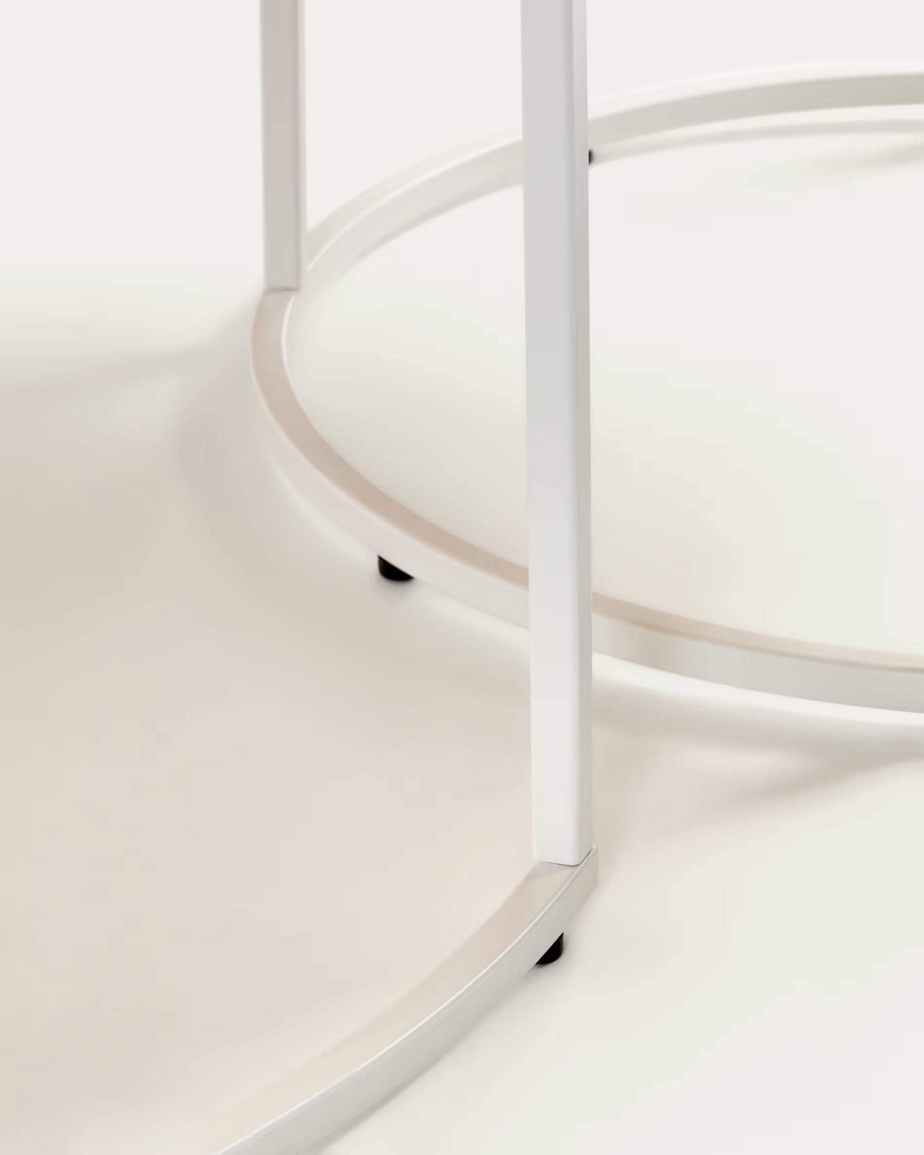 Fold set of 2 round nesting side tables with oak wood veneer and painted metal structure FCT5-WN