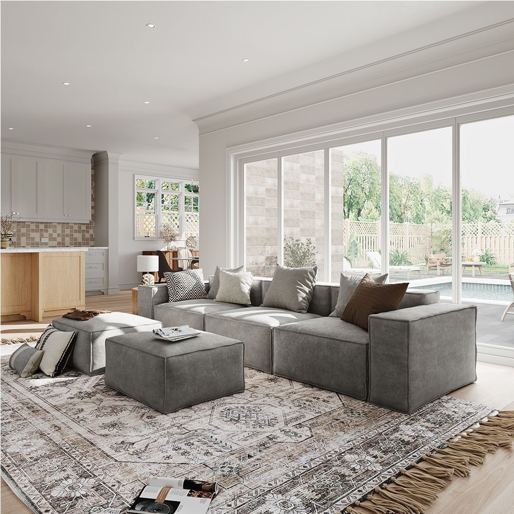 Metro Three Seater with Two Ottomans