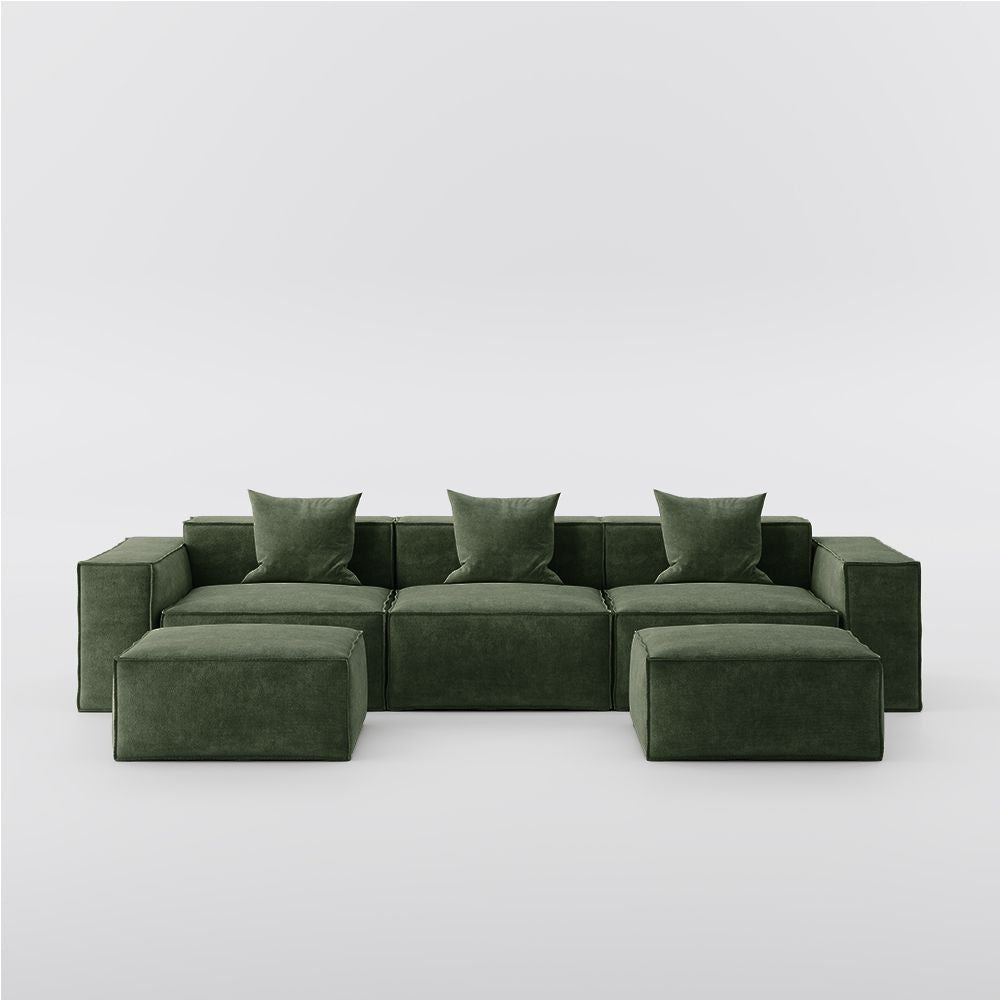 Metro Three Seater with Two Ottomans