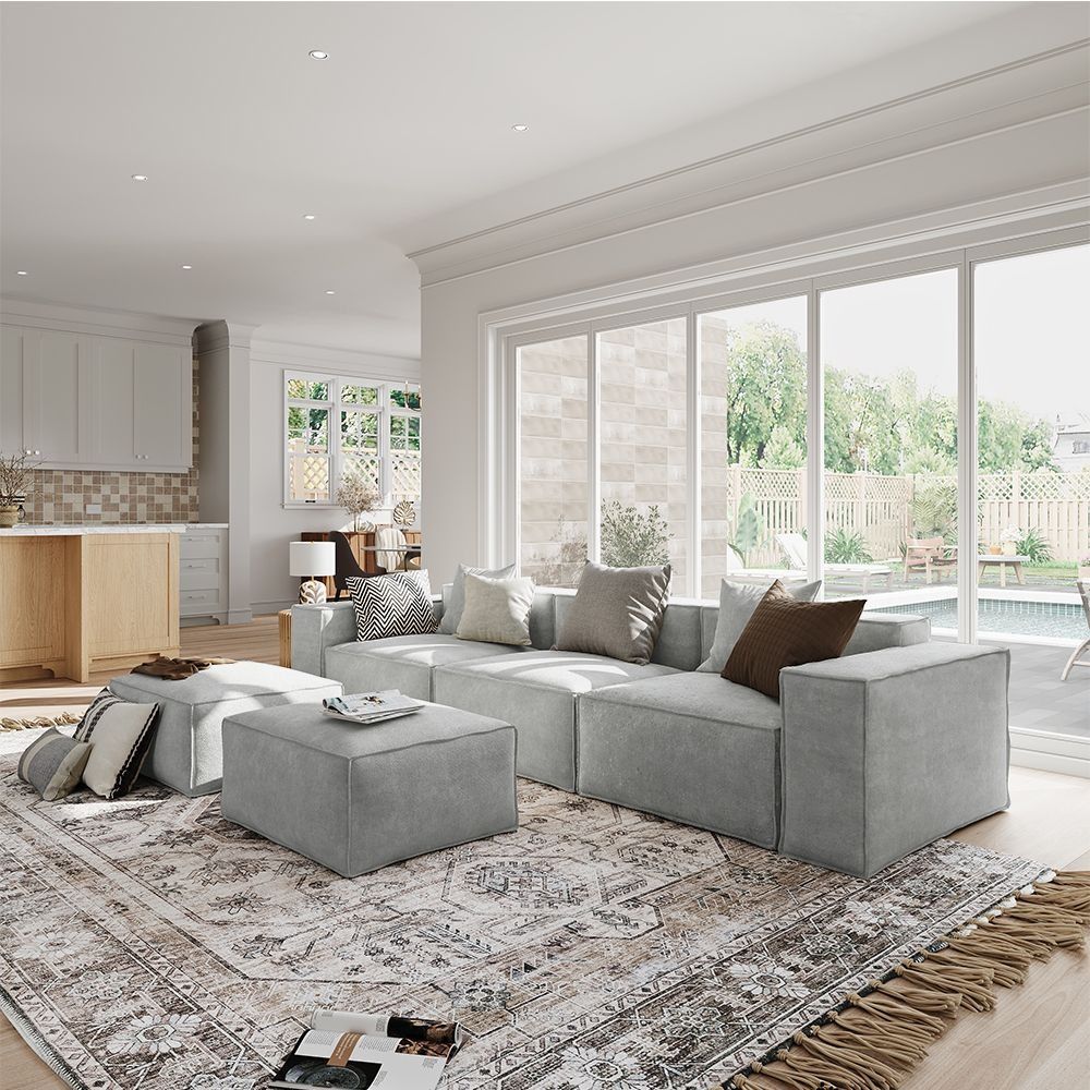 Metro Three Seater with Two Ottomans