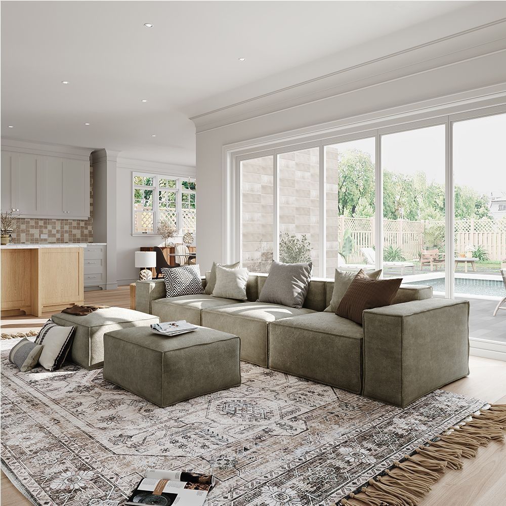 Metro Three Seater with Two Ottomans