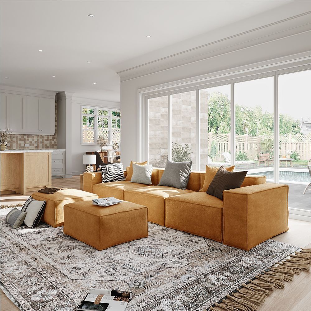 Metro Three Seater with Two Ottomans