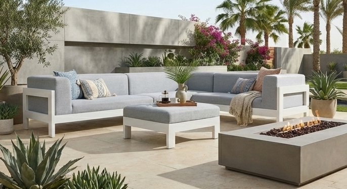Metro Outdoor Sofa MOD1-White & Grey