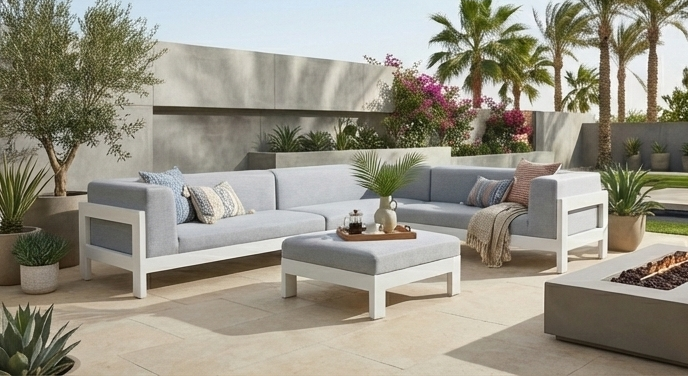 Metro Outdoor Sofa MOD1-White & Grey