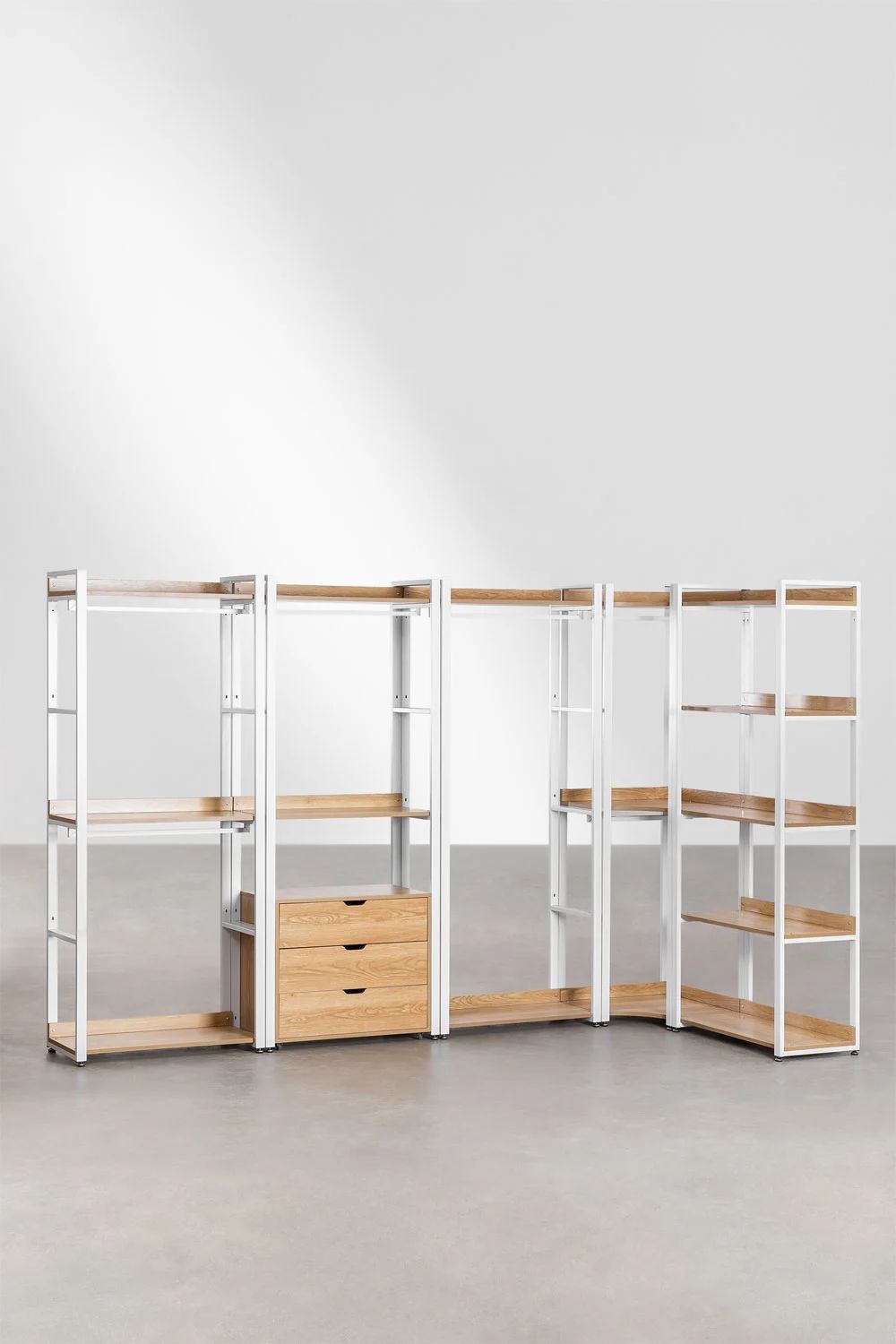 Urban Open Corner Modular Wardrobe 5-Piece in Steel and Wood-USR15