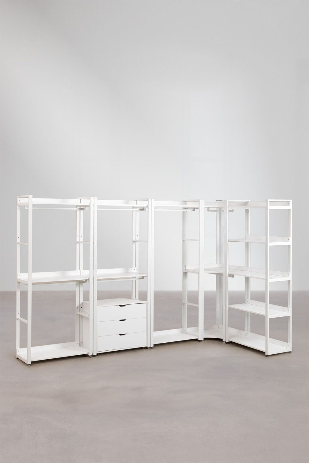 Urban Open Corner Modular Wardrobe 5-Piece in Steel and Wood-USR15