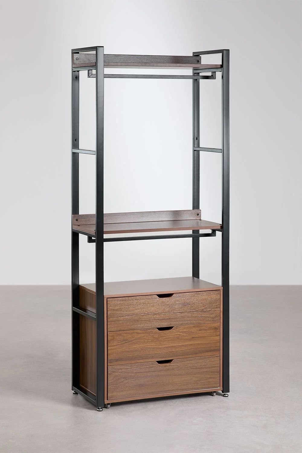 Urban Open Corner Modular Wardrobe 5-Piece in Steel and Wood