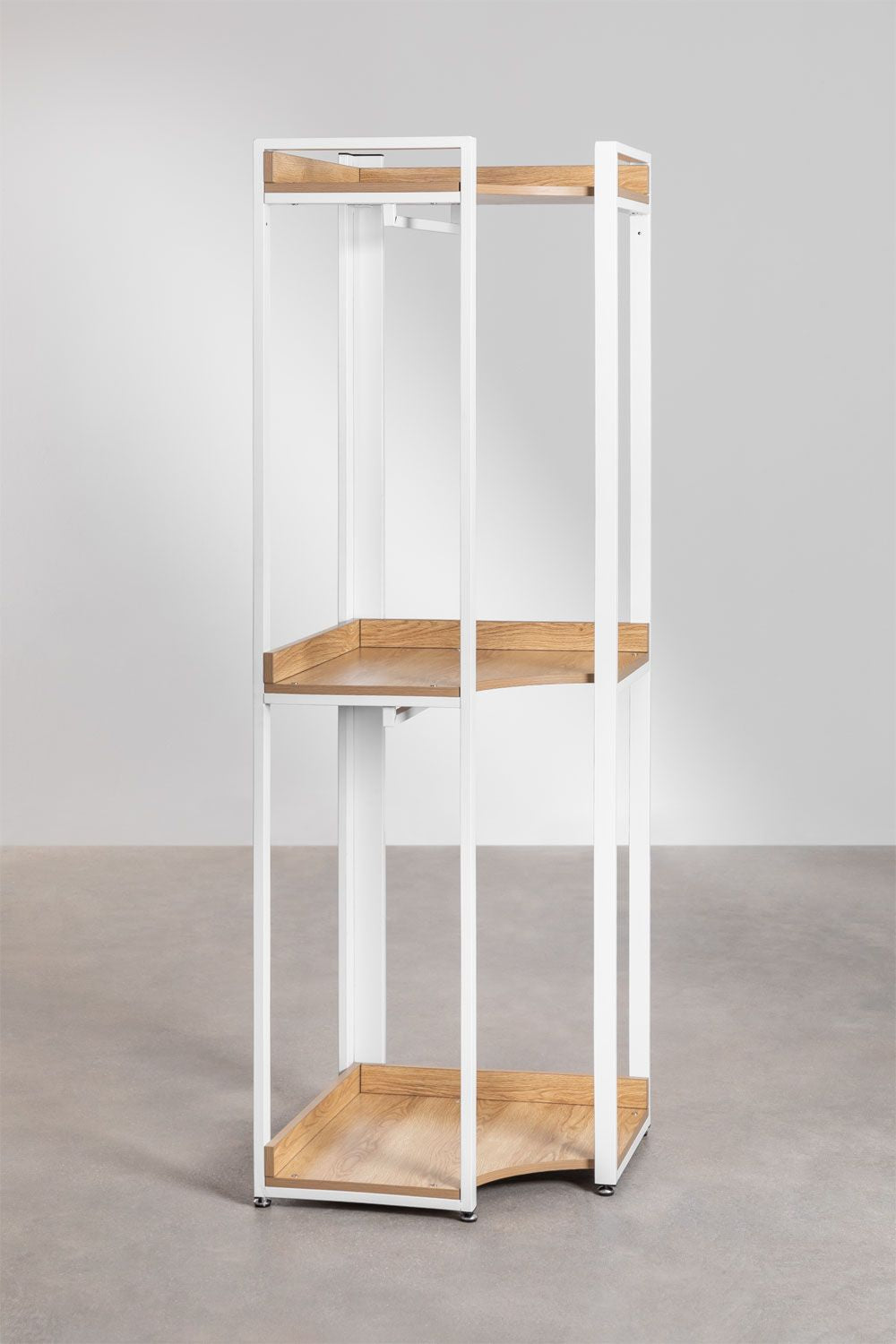 Urban Open Corner Modular Wardrobe with 3 Pieces and Drawers in Steel and Wood