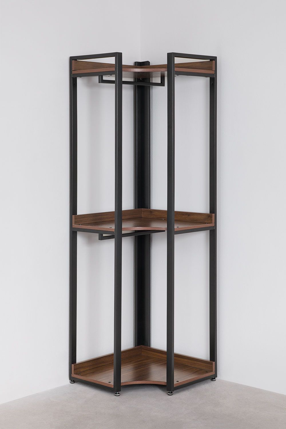 Urban Open Corner Modular Wardrobe with 4 Pieces in Steel and Wood