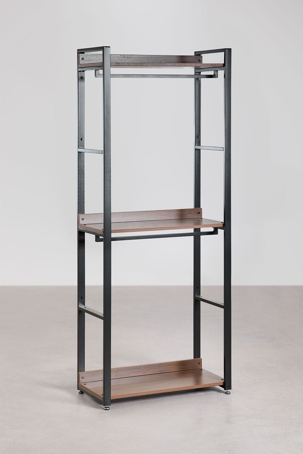 Urban Open Corner Modular Wardrobe with 4 Pieces in Steel and Wood-USR14