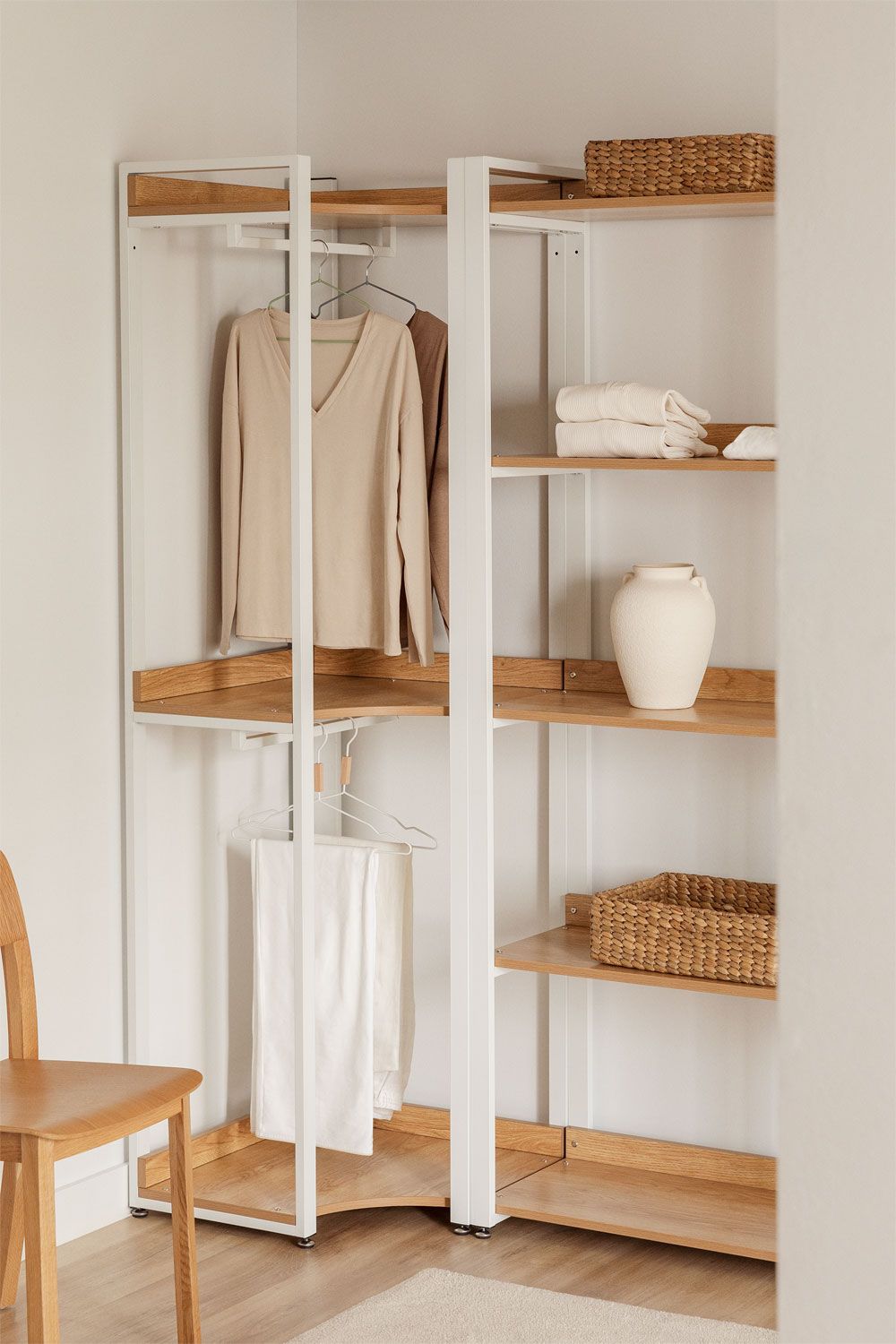 Urban Open Corner Wardrobe in Steel and Wood