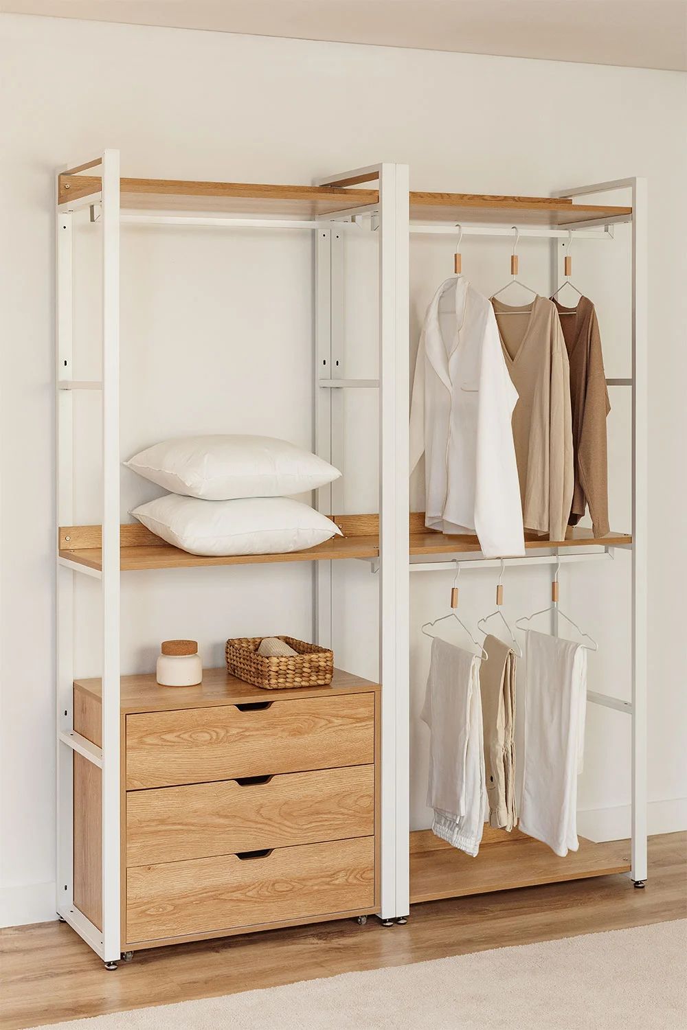 Urban Open Modular Wardrobe 2-Piece with Steel and Wood Drawers-USR8