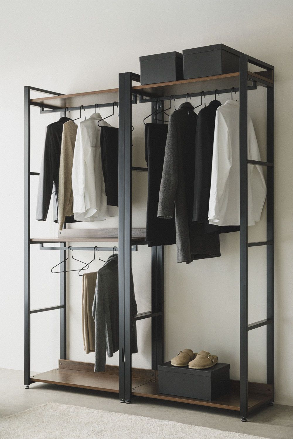 Urban Open Modular Wardrobe 2-Piece with Steel and Wood Rack