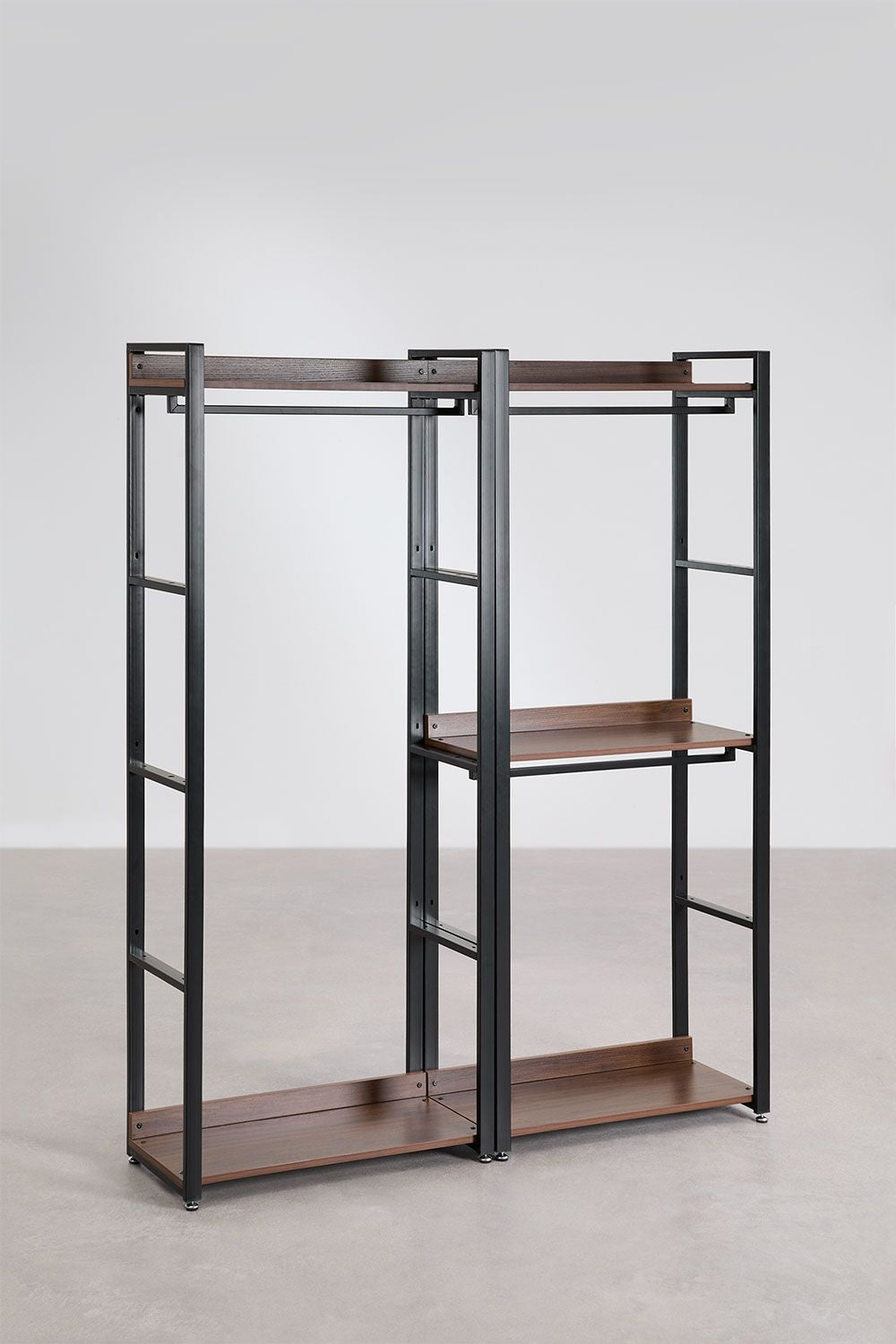 Urban Open Modular Wardrobe 2-Piece with Steel and Wood Rack