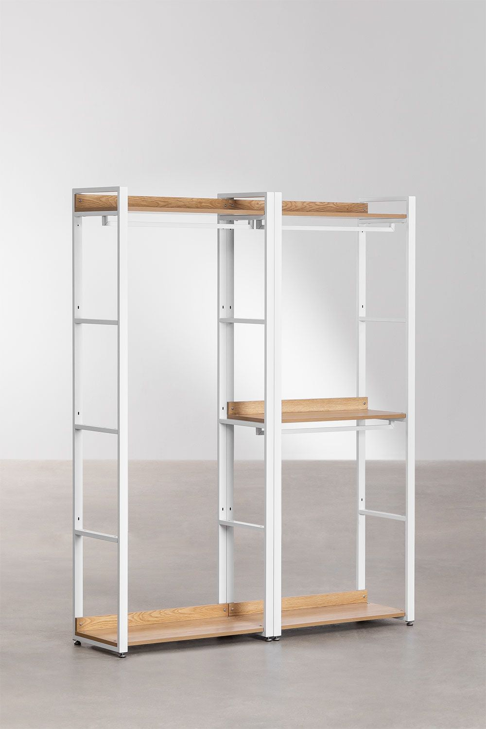 Urban Open Modular Wardrobe 2-Piece with Steel and Wood Rack