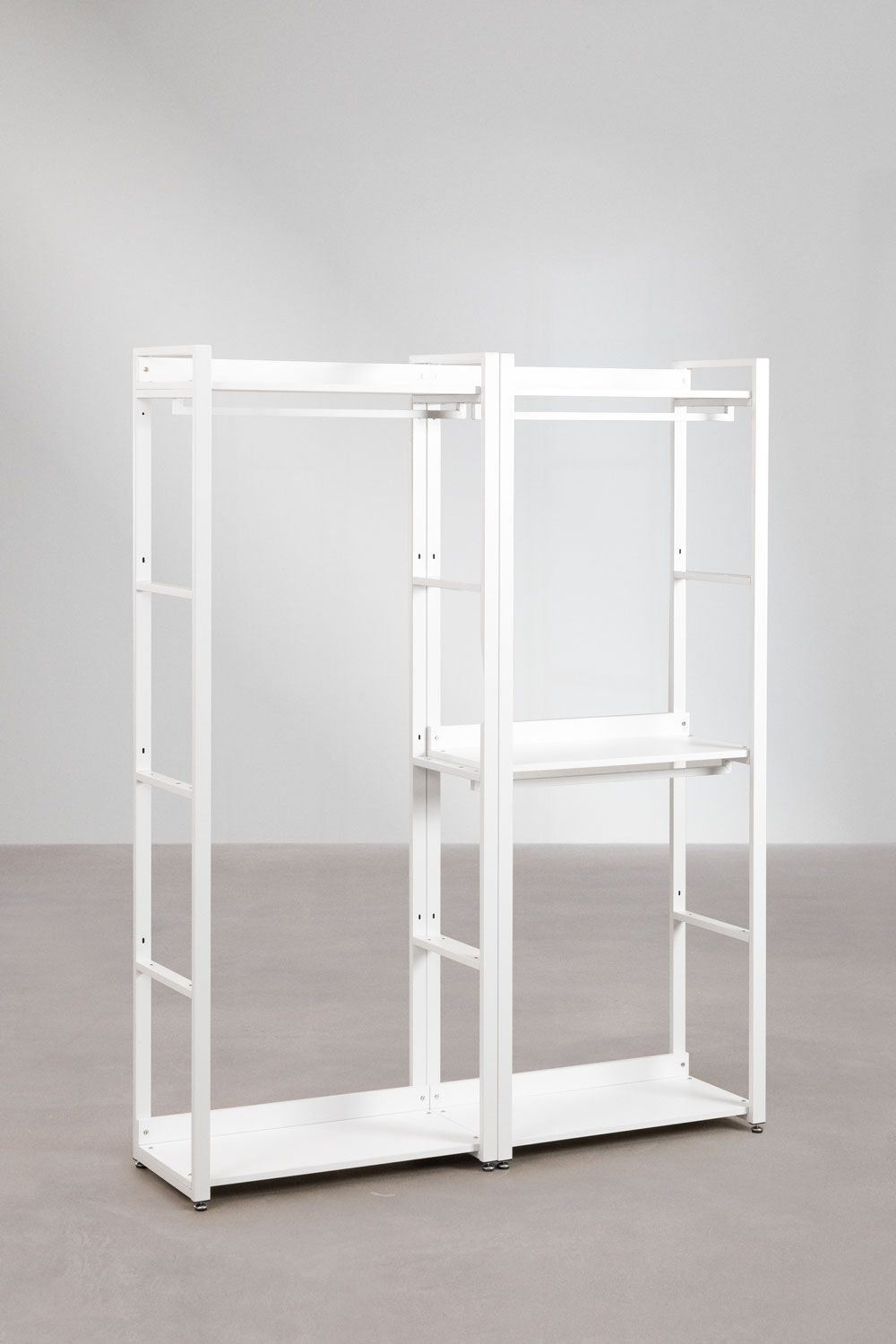 Urban Open Modular Wardrobe 2-Piece with Steel and Wood Rack
