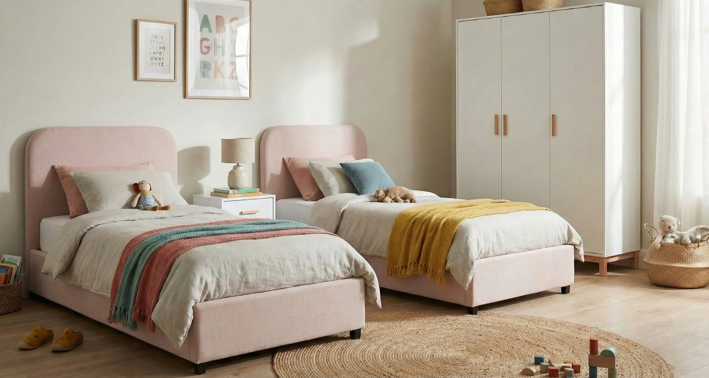 Block Double Bed Kids Bedroom KRD2-S-W غرفه نوم اطفال مودرن