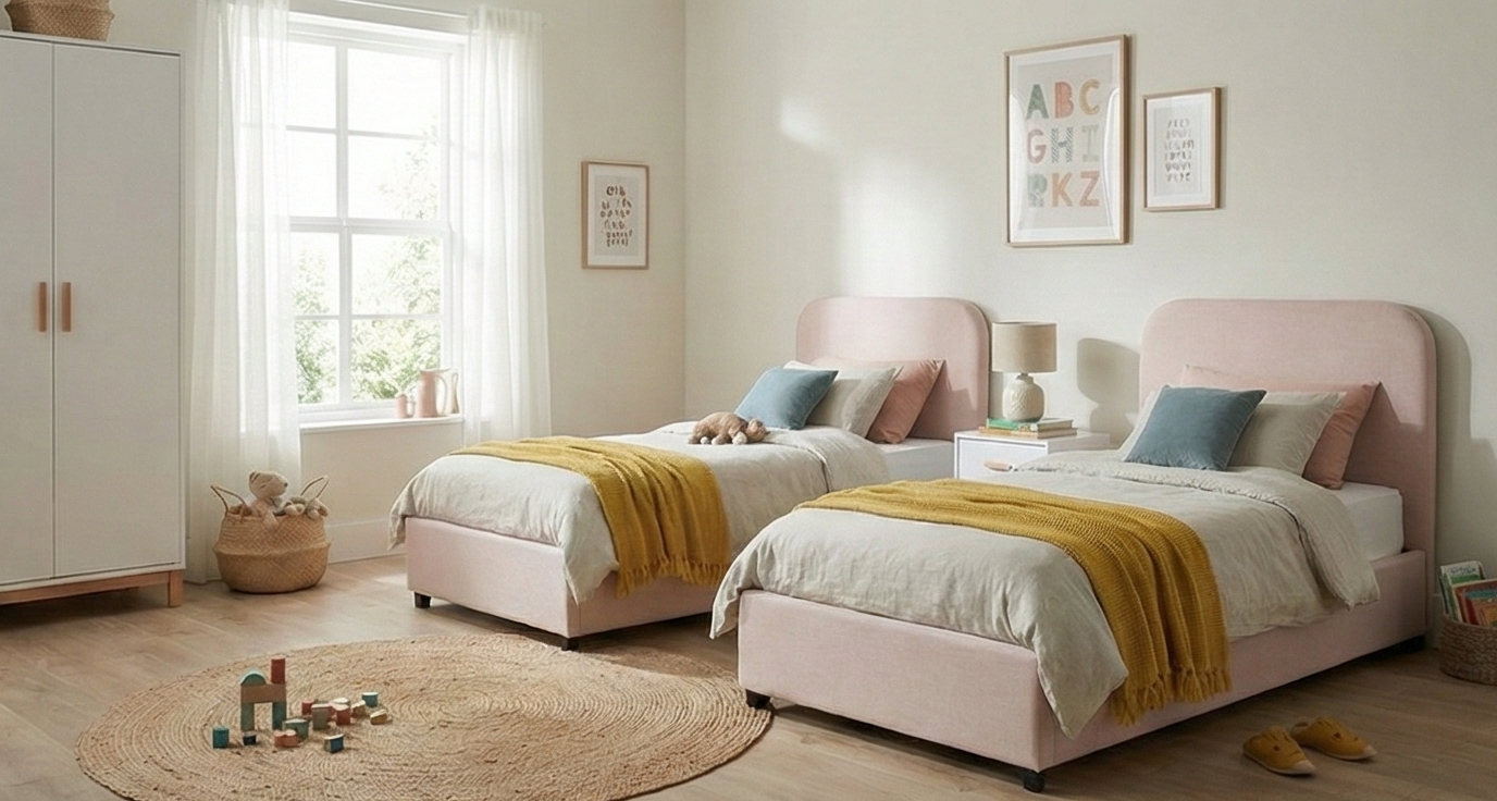 Block Double Bed Kids Bedroom KRD2-S-W غرفه نوم اطفال مودرن