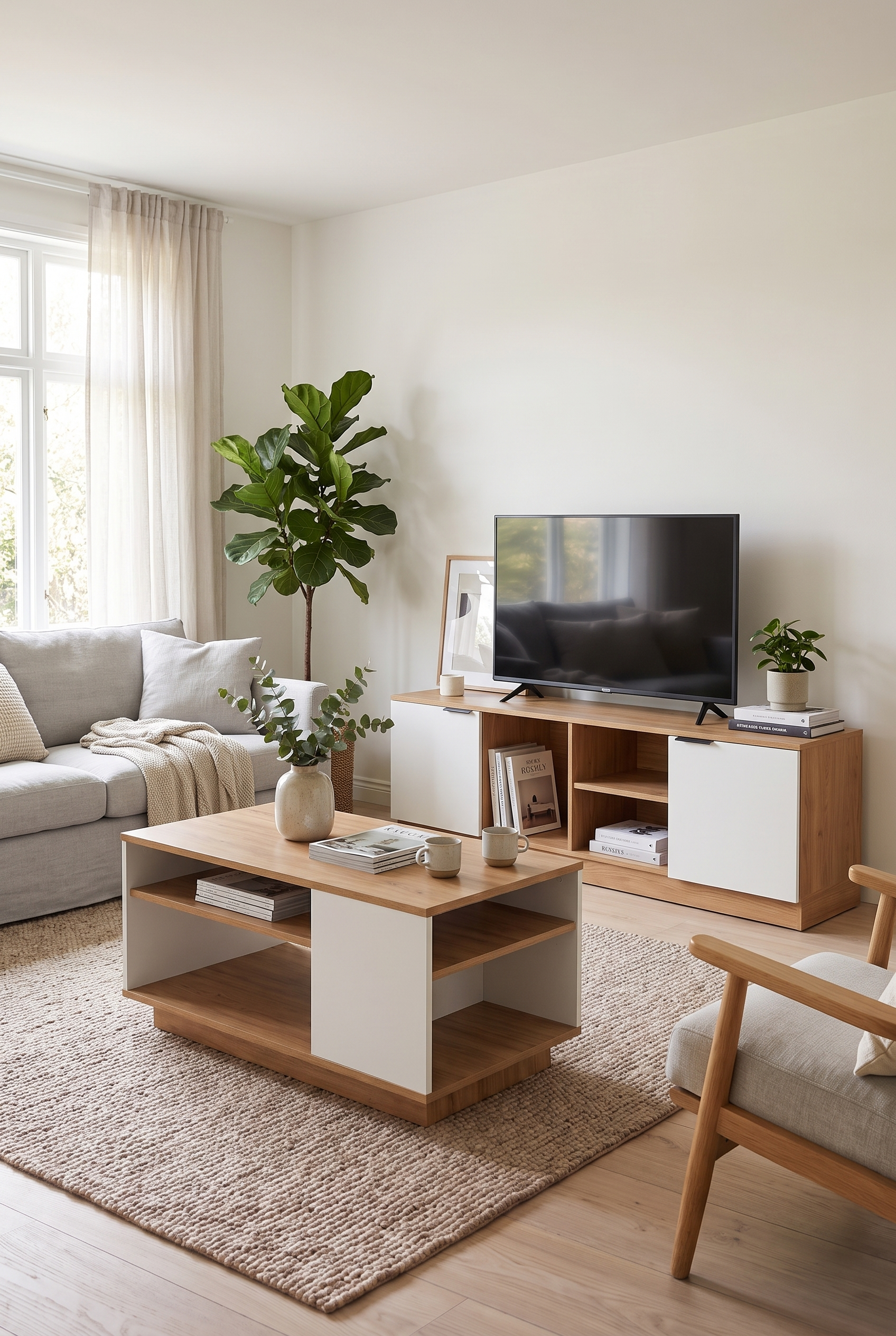 TV Unit & Coffee Table Set BT13 SET-WN - ترابيزة تليفزيون مع ترابيزة قهوة