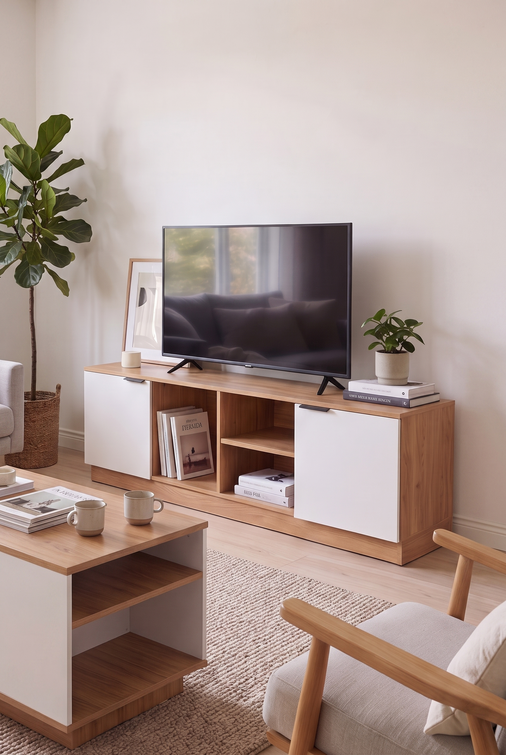 TV Unit & Coffee Table Set BT13 SET-WN - ترابيزة تليفزيون مع ترابيزة قهوة