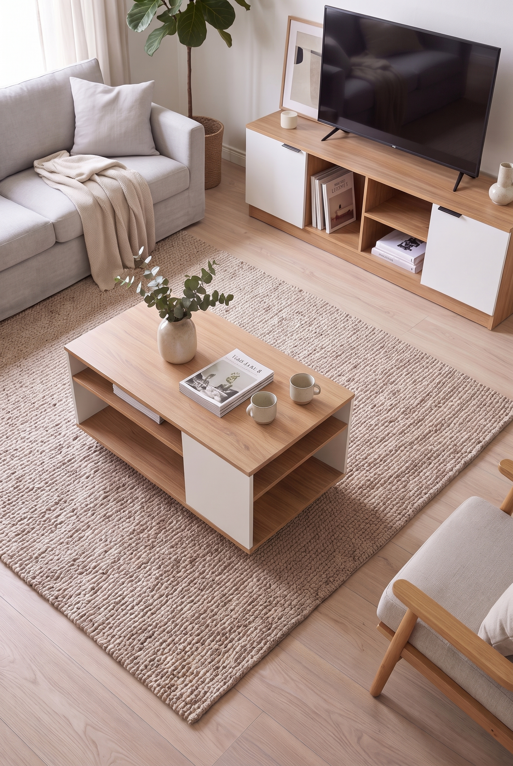 TV Unit & Coffee Table Set BT13 SET-WN - ترابيزة تليفزيون مع ترابيزة قهوة