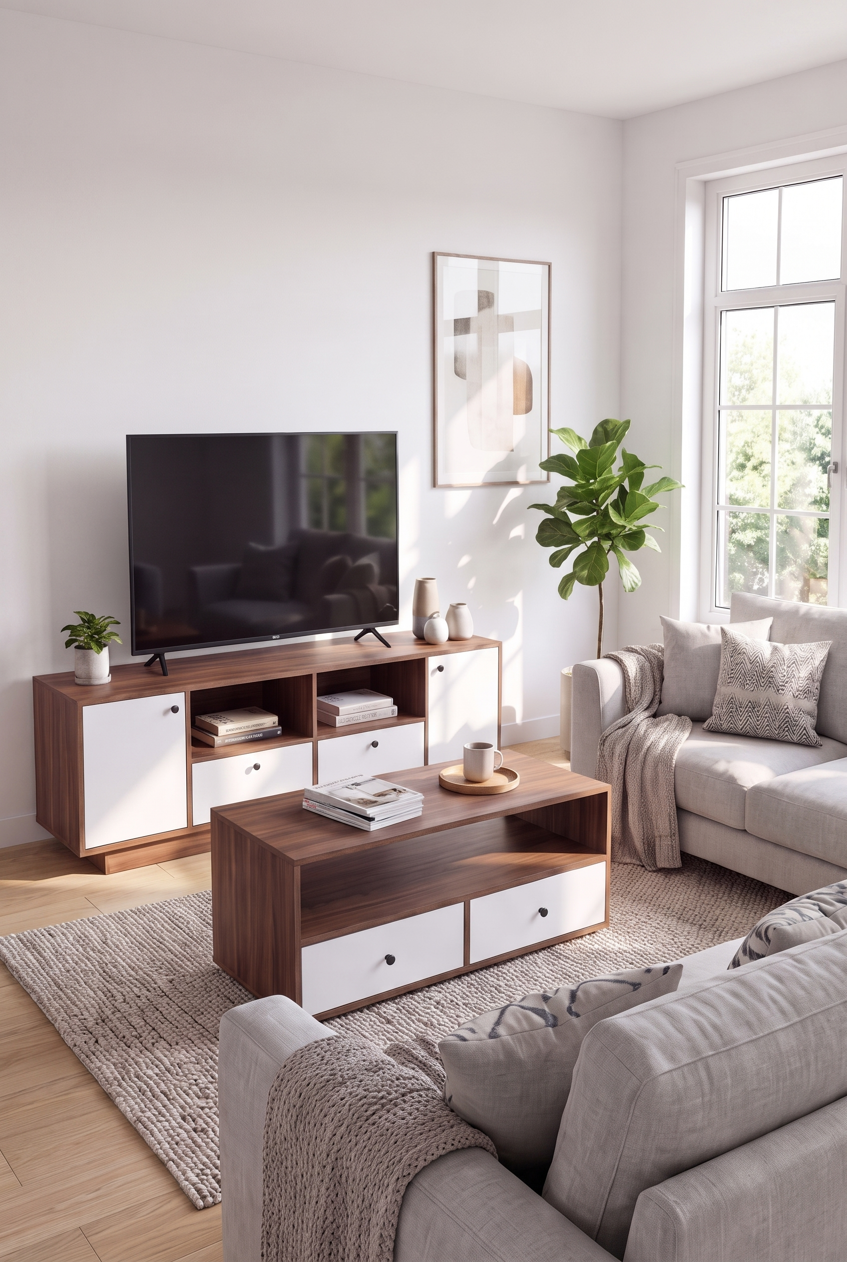 TV Unit & Coffee Table Set BT11 SET-WB - ترابيزة تليفزيون مع ترابيزة قهوة
