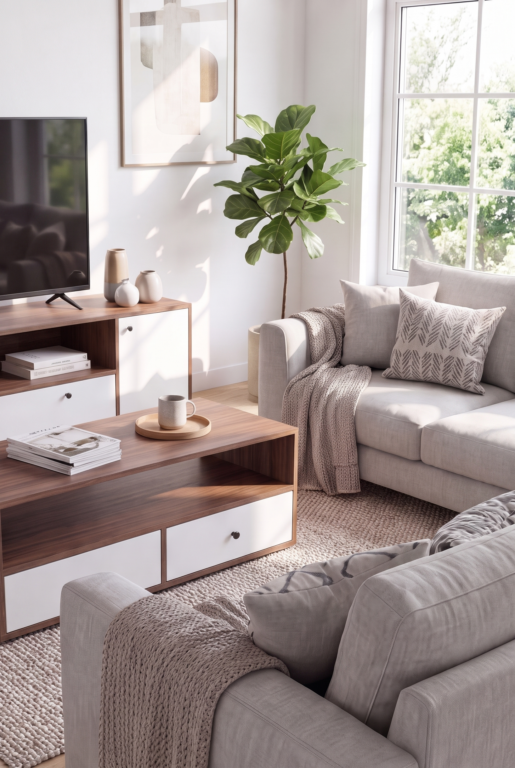 TV Unit & Coffee Table Set BT11 SET-WB - ترابيزة تليفزيون مع ترابيزة قهوة