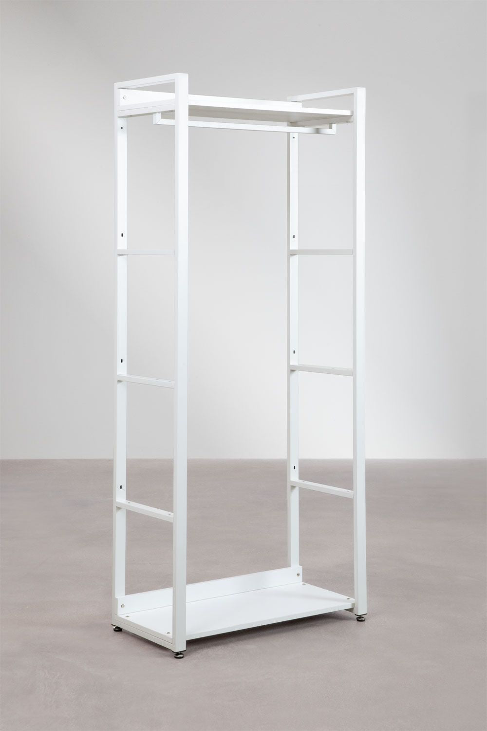 Urban Open Corner Modular Wardrobe 3-Piece with Steel and Wood Clothes Rack