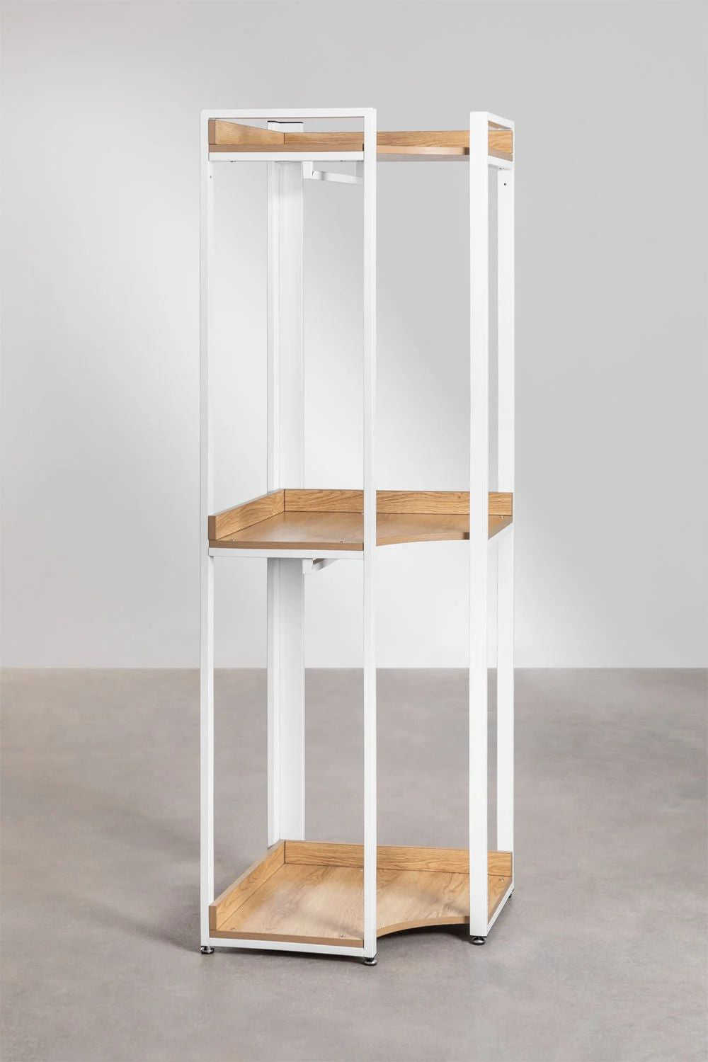 Urban Open Corner Modular Wardrobe 3-Piece with Steel and Wood Clothes Rack-USR11